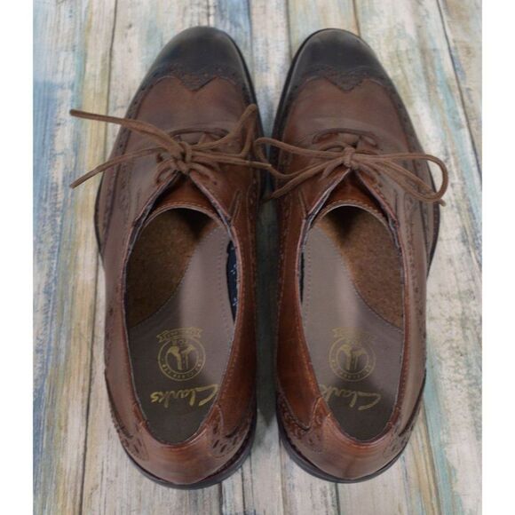 Clarks Tor England British Toe Wingtip Oxfords Size 9.5 Brown Leather Shoes main image 5